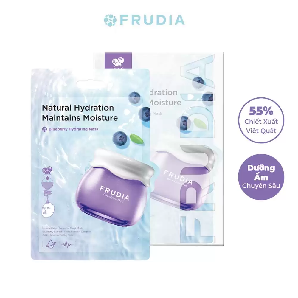 Mặt nạ Việt Quất dưỡng ẩm dành cho da khô - Frudia Blueberry hydrating mask 20ml - Droppii Mall