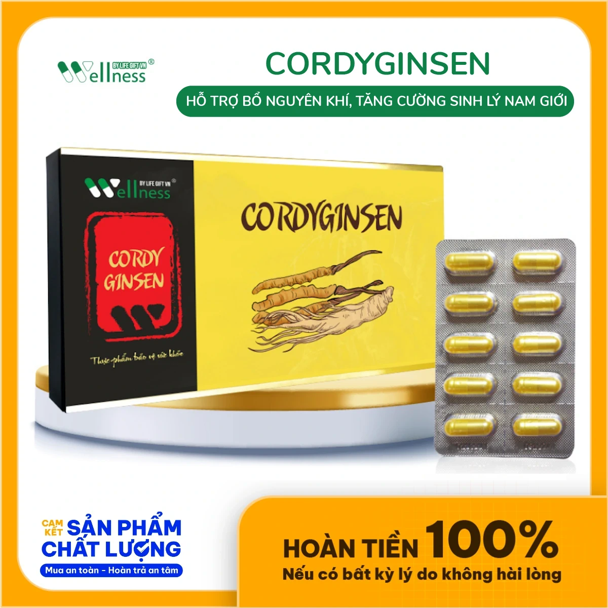 Cordyginsen - Viên đông Trùng Nhân Sâm Tăng Cường Sinh Lý Nam Giới - Shopbiz