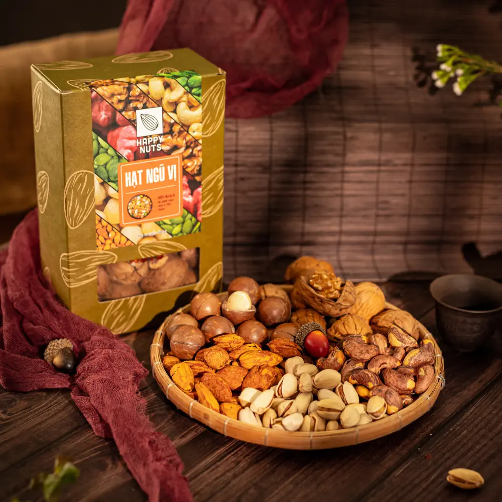 Hạt Ngũ Vị Mix 5 Loại Hạt Nhập Khẩu Happy Nuts ViỆt Nam - Shopbiz