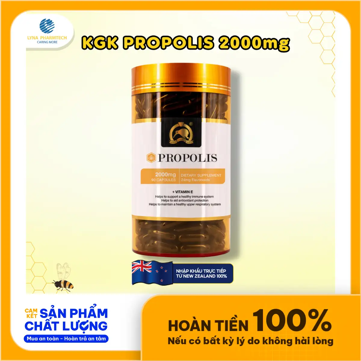 Kgk Propolis 2000mg - Viên Keo Ong Bảo Vệ Hô Hấp