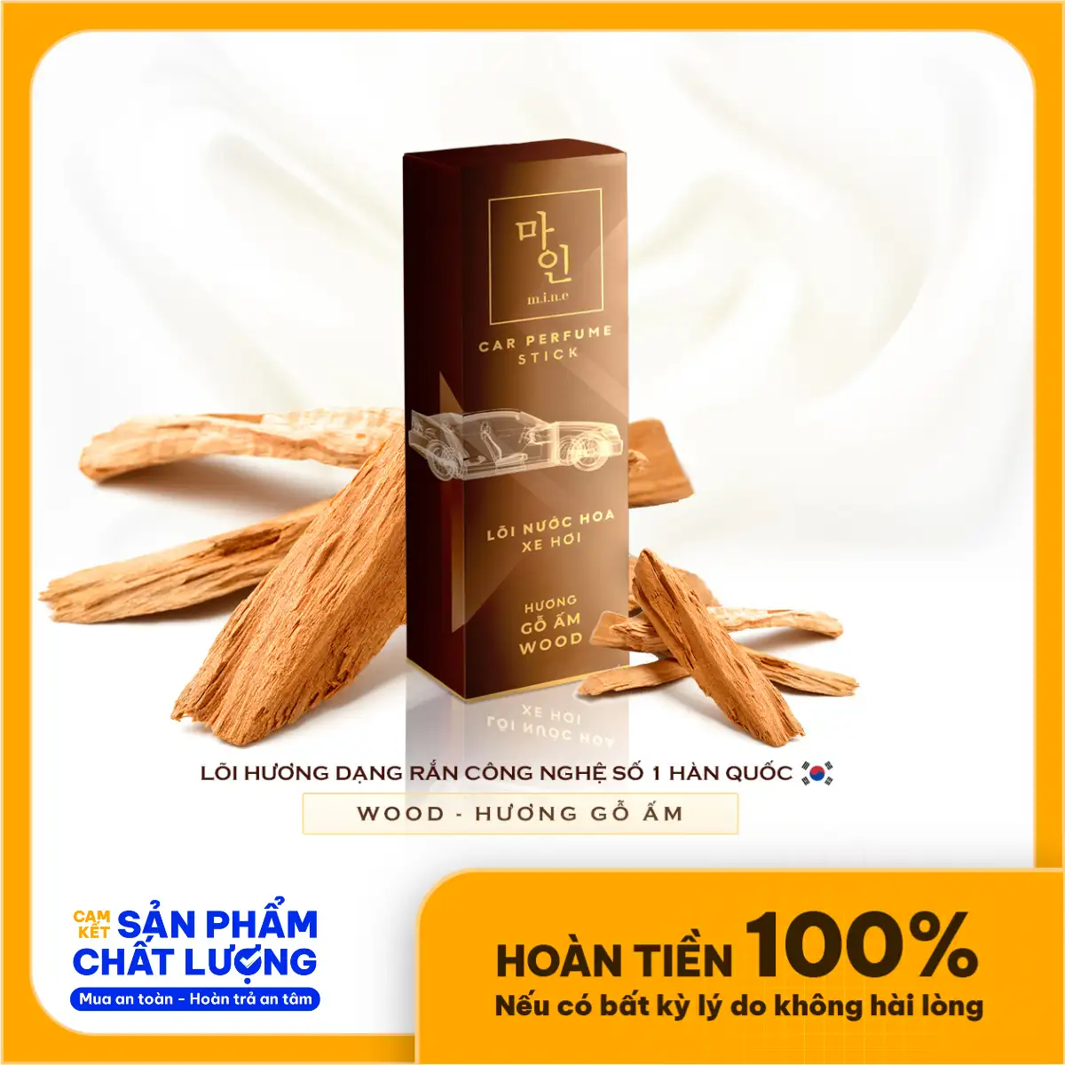 Lõi Nước Hoa Xe Hơi Hương Gỗ ấm (mine Car Perfume Stick - Wood) - Lõi Hương Dạng Rắn Công Nghệ Số 1 Hàn Quốc - Droppii Mall