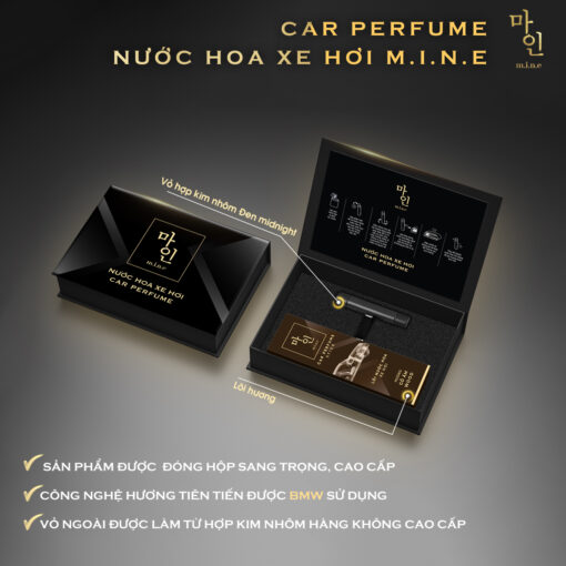 Nước hoa xe hơi Mine Đen - Hương Gỗ ấm Mine Car Perfume Midnight - Wood