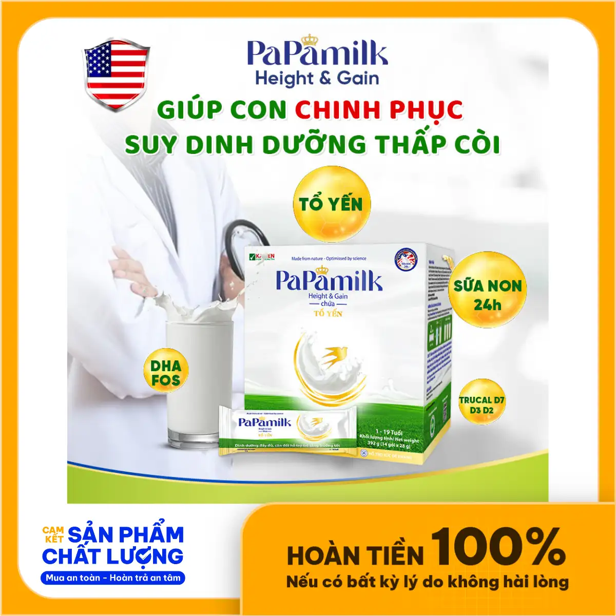 Papamilk Height And Gain Chứa Tổ Yến