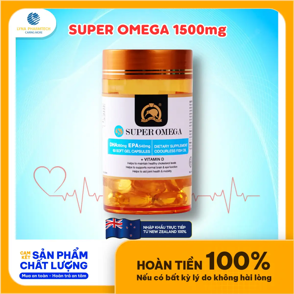 Viên Dầu Cá Hàm Lượng Cao Epa Và Dha Super Omega 60 Viên - Lyna Pharmtech - Droppii Mall