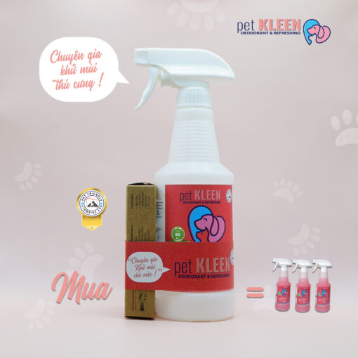 Pet Kleen - Bộ vi sinh khử mùi thú cưng (1 chai 500ml + 3 ống 5ml) chính hãng giá tốt - Shopbiz